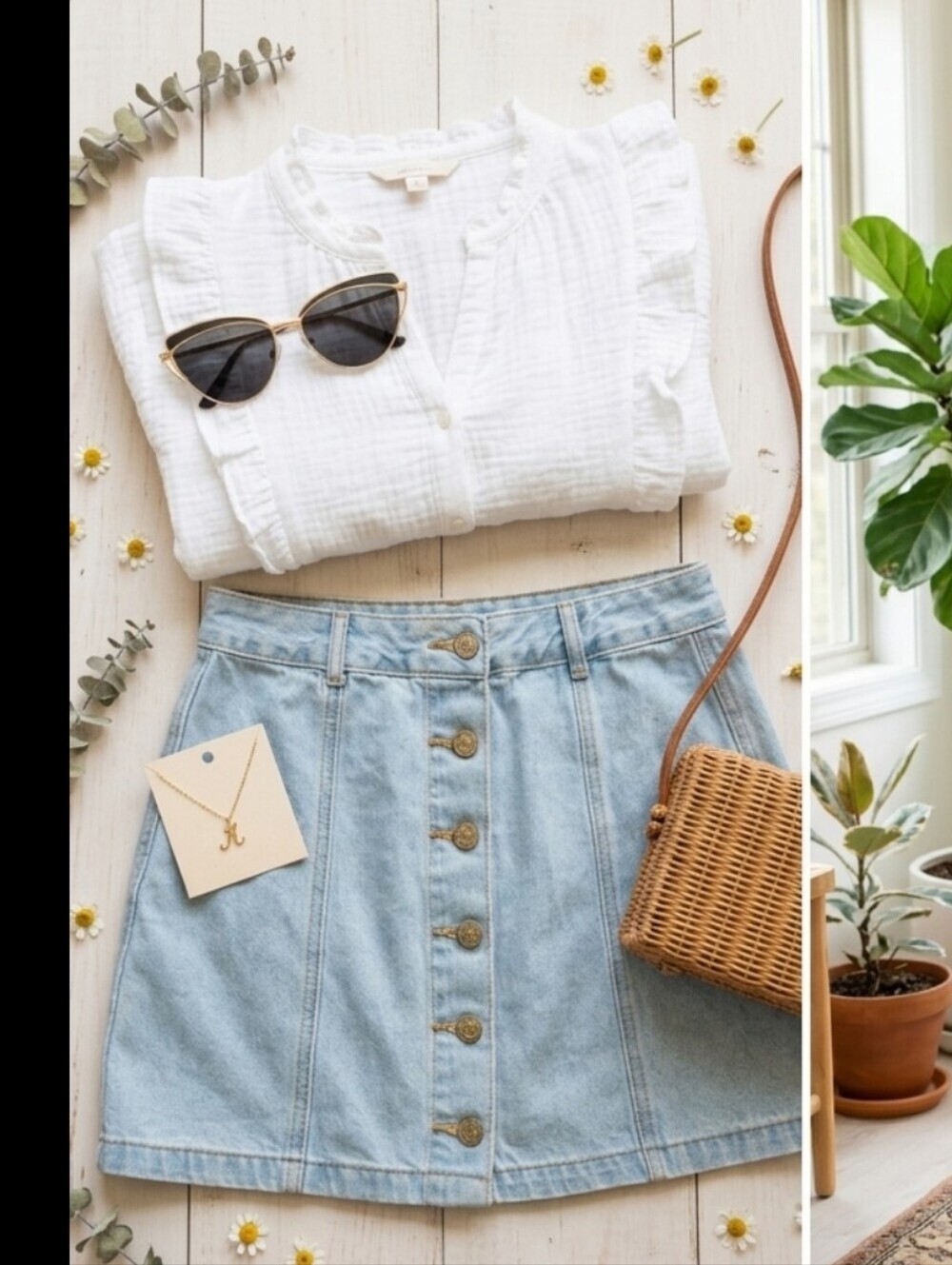 Forever 21 Light Blue Button-Front Denim Mini Skirt